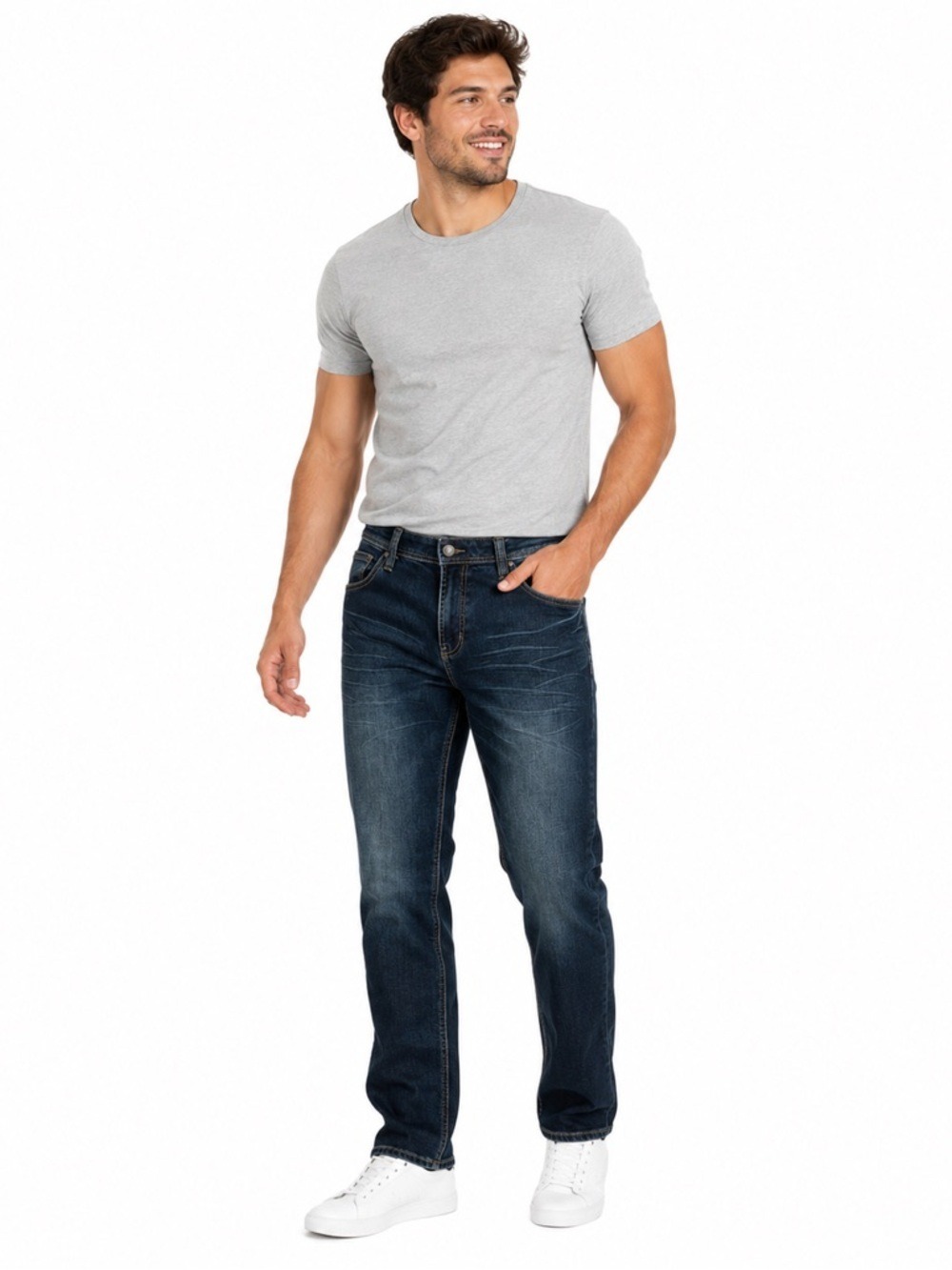 Warehouse One Men's Classic Creased Bootcut Stretch Denim Jeans Size 32x…